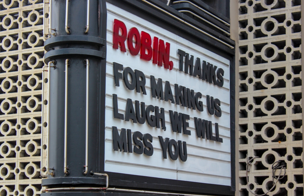 San Francisco, California, USA - May 9th, 2016: A Robin Williams tribute sign 