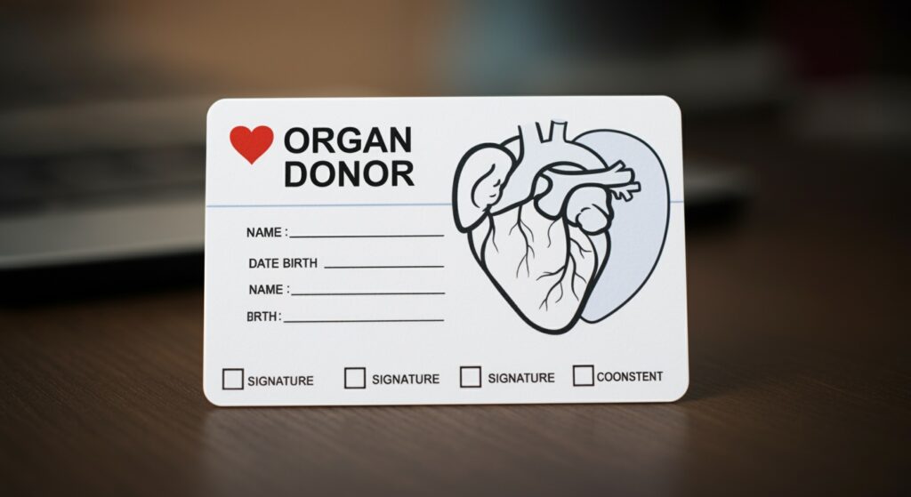 an english language organ donor card